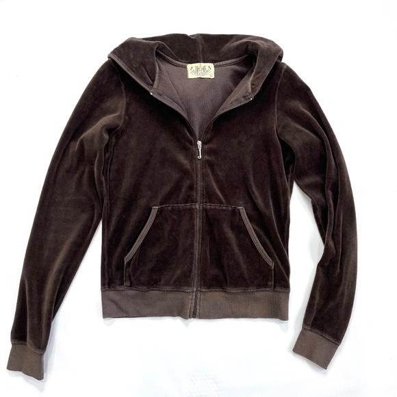 Vintage Juicy Couture Chocolate Brown Velour TrackSuit Pant Suit Hoodie Set - Picture 8 of 13